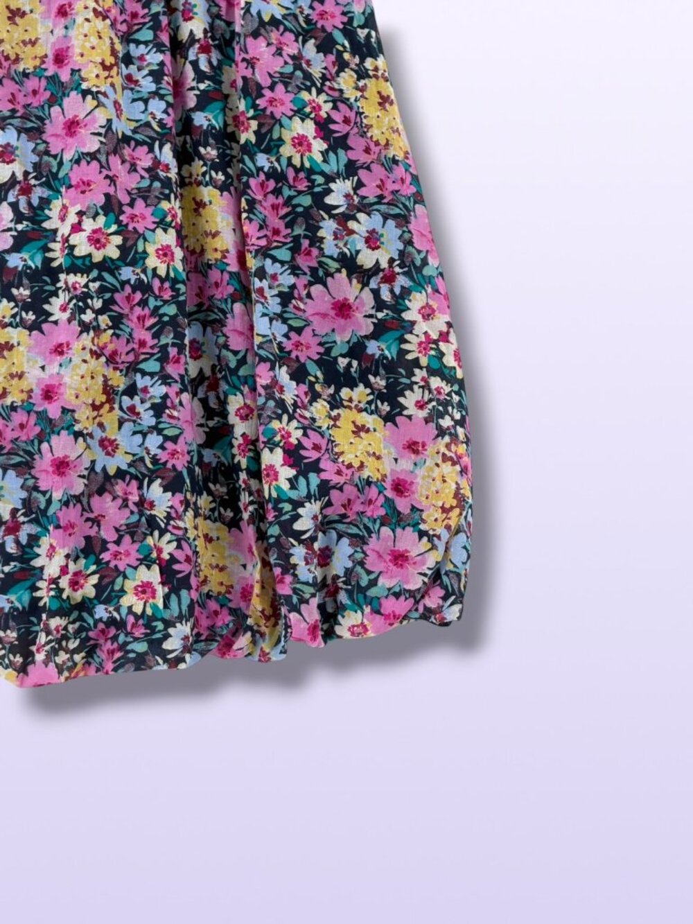 Gap NWT Royal Blue Cotton Smocked Floral Ruffle Straps Dress L Tall - Picture 5 of 5